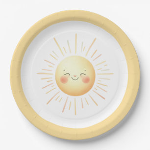 Assiettes En Carton Aquarelle Jaune Cute Boho Smiling Soleil