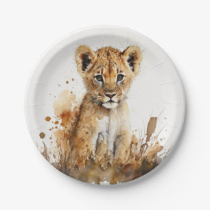 Assiettes En Carton Aquarelle Lion King`s Plaques de papier