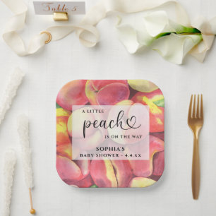Assiettes En Carton Aquarelle Little peach is on the way baby shower