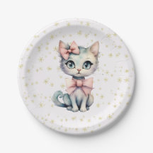 Aquarelle Main Tirée Kitty Avec Deux Vaches Roses