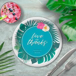 Assiettes En Carton Aquarelle Mariage tropical Merci ID Turquoise577