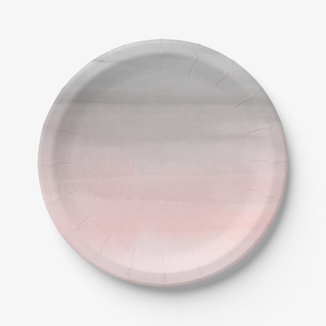 Assiettes En Carton Aquarelle moderne gris rose roux Ombre Chic (Devant)