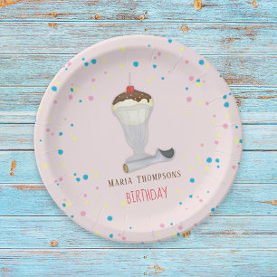 Assiettes En Carton Aquarelle Moderne Rustique Cute Crème glacée Sunda