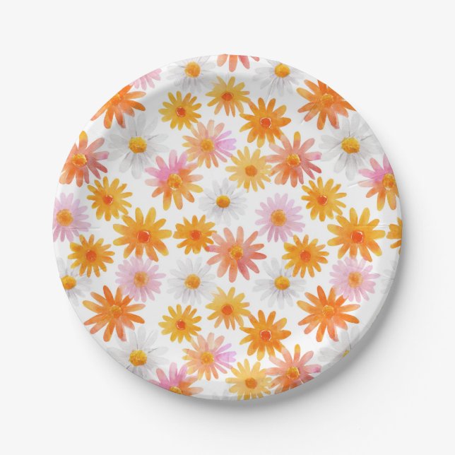 Assiettes En Carton Aquarelle Motif Baby shower Pastel  (Devant)
