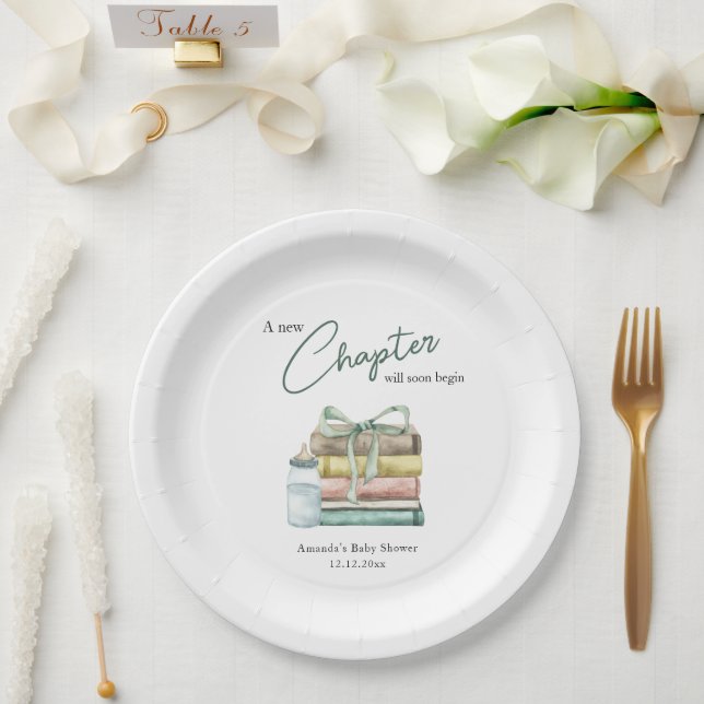 Assiettes En Carton Aquarelle Nouveau Baby shower de chapitre (Mariage)