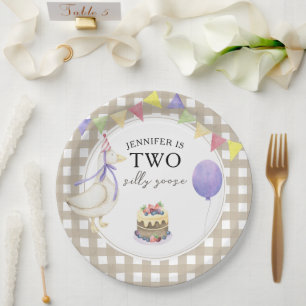 Assiettes En Carton Aquarelle Oie 2e anniversaire