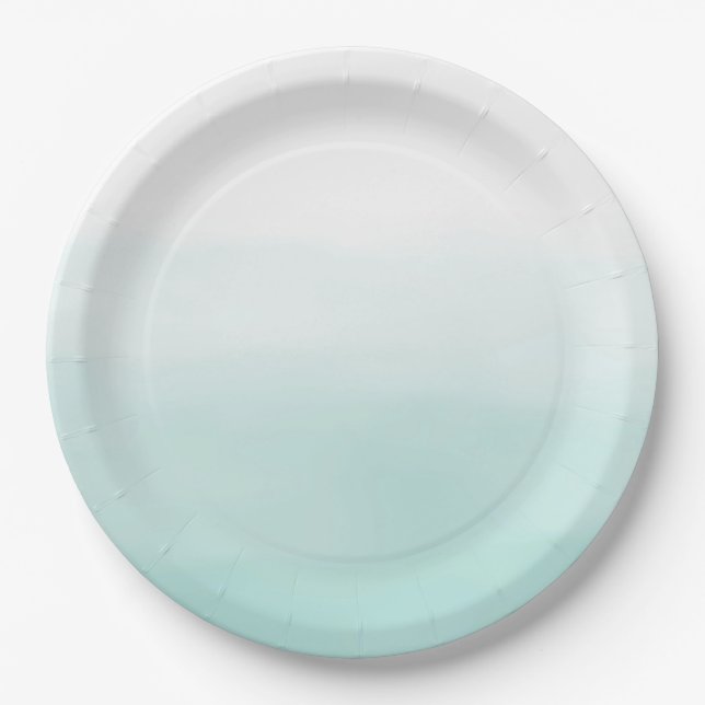 Assiettes En Carton Aquarelle Ombre à la menthe (Devant)