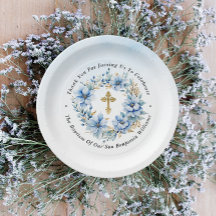 Aquarelle or et bleu Floral Boy Baptême