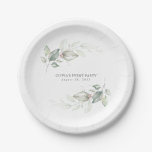 Assiettes En Carton Aquarelle or rose Mariage romantique