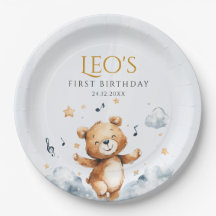 Aquarelle Ours Premier Anniversaire Plaque Papier