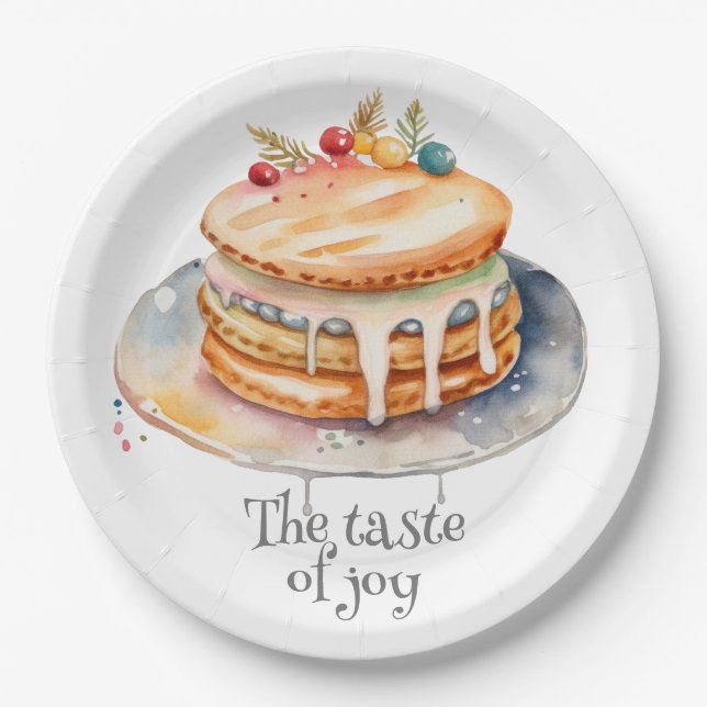 Assiettes En Carton Aquarelle Pancake au sirop d'érable (Devant)
