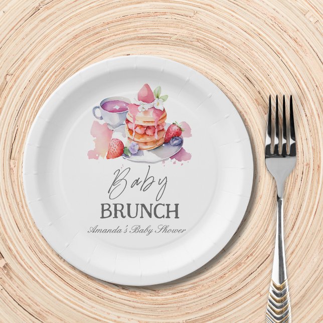 Assiettes En Carton Aquarelle Pancake Baby Brunch Douche (Créateur téléchargé)