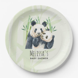 Assiettes En Carton Aquarelle Panda Bears Maman & Baby Baby shower