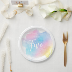 Assiettes En Carton Aquarelle Pastel Rainbow