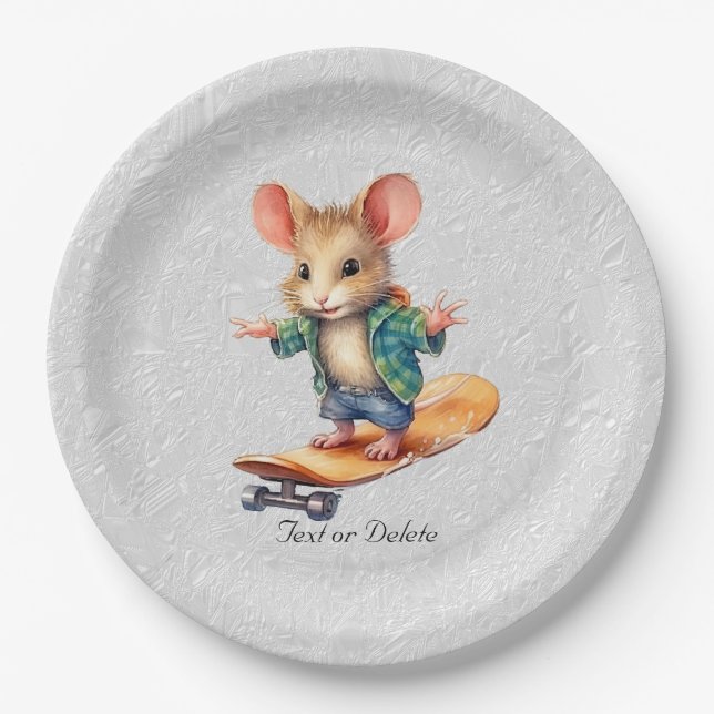 Assiettes En Carton Aquarelle Patinage Plaque papier de la souris (Devant)
