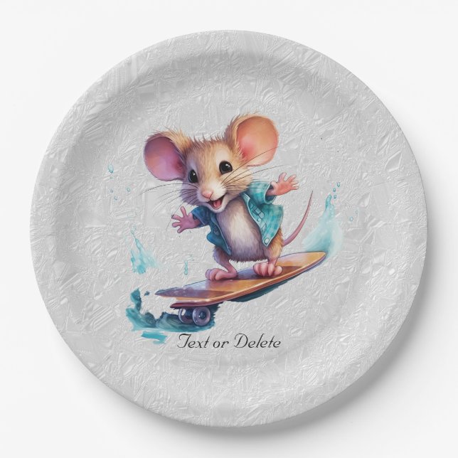 Assiettes En Carton Aquarelle Patinage Plaque papier de la souris (Devant)