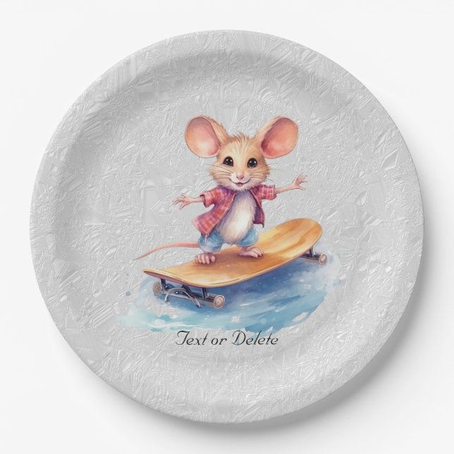 Assiettes En Carton Aquarelle Patinage Plaque papier de la souris (Devant)