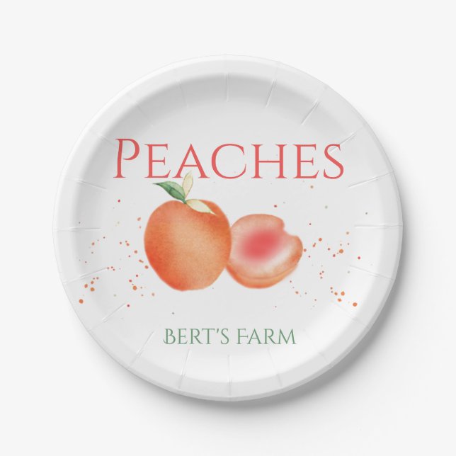 Assiettes En Carton Aquarelle Peaches Plaques de papier (Devant)