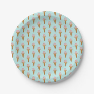 Assiettes En Carton Aquarelle Plaque en papier crème glacée (turquoise