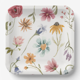 Assiettes En Carton Aquarelle Plaques de papier floral