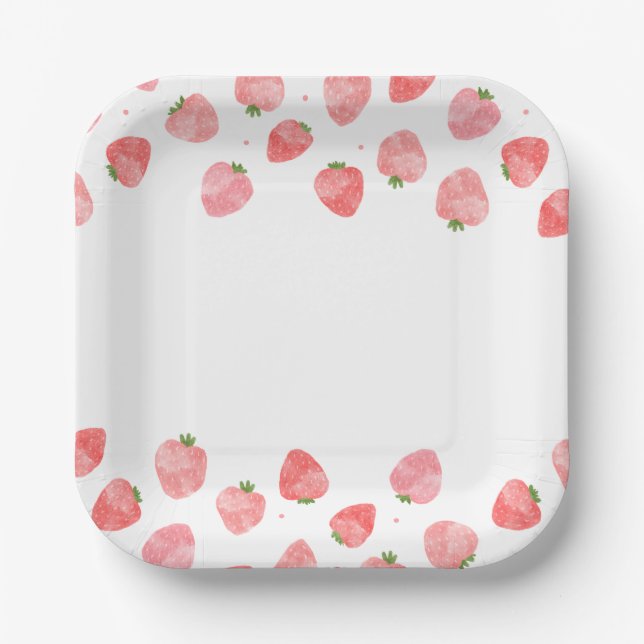 Assiettes En Carton Aquarelle Plaques de papier fraise (Recto)