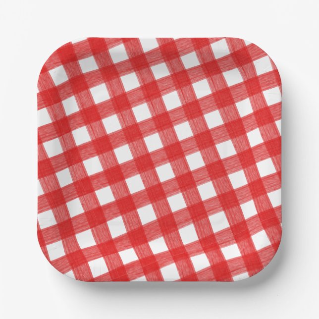 Assiettes En Carton Aquarelle Plaques de papier plaqué rouge et blanc (Recto)