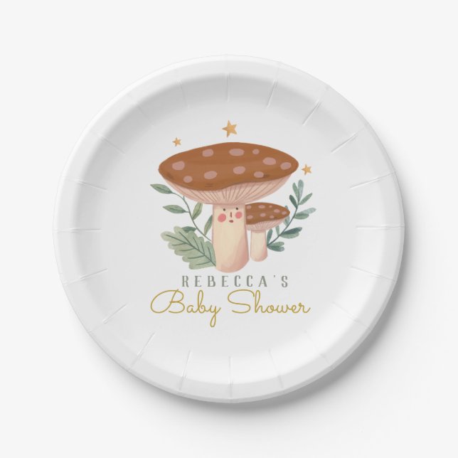 Assiettes En Carton Aquarelle Plaques de papier pour petits champignon (Devant)