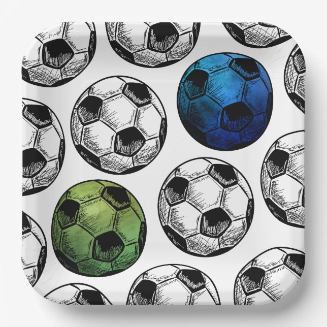 Assiettes En Carton Aquarelle Plaques de soirée de football (Recto)