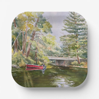 Assiettes En Carton Aquarelle Plaques en papier du lac de Mountain Boa