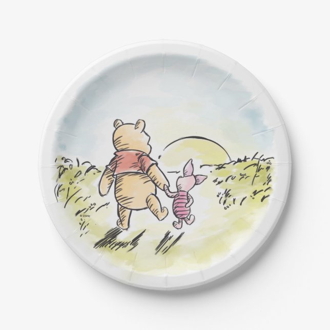 Assiettes En Carton Aquarelle Pooh & Friends | BABY SHOWER (Devant)