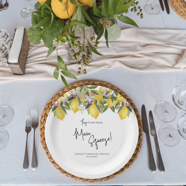 Assiettes En Carton Aquarelle principale Squeeze trouvée Floral Citron (Créateur téléchargé)