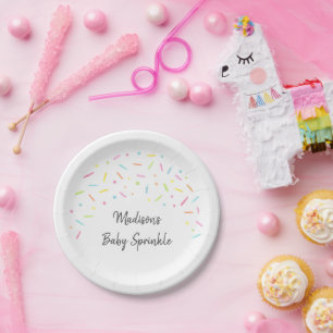 Assiettes En Carton Aquarelle Rainbow Baby Sprinkle