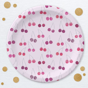 Assiettes En Carton Aquarelle Rose Cerise