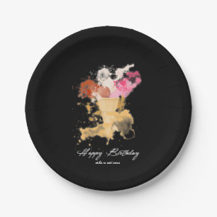 Assiettes En Carton Aquarelle Splatter Anniversaire Glace