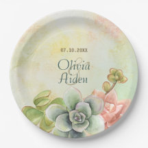 Aquarelle Succulente Plaques de papier Mariage Flo