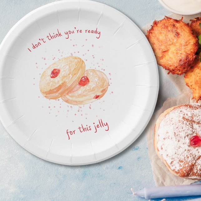 Assiettes En Carton Aquarelle Sufganiyot Jelly Donut Funny Hanoukka (Créateur téléchargé)