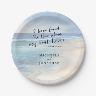 Assiettes En Carton Aquarelle tendance plage Ocean Christian Mariage