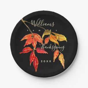 Assiettes En Carton Aquarelle Thanksgiving Chute Feuilles Plaque de pa