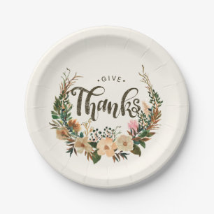 Assiettes En Carton Aquarelle Thanksgiving Chute Florale Boho Wreath
