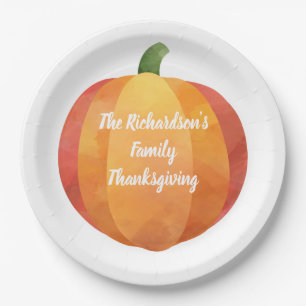 Assiettes En Carton Aquarelle Thanksgiving Citrouille personnalisé