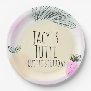 Assiettes En Carton Aquarelle Tous Fruits D'anniversaire Fête Dessinés
