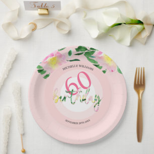 Assiettes En Carton Aquarelle tropicale estivale rose
