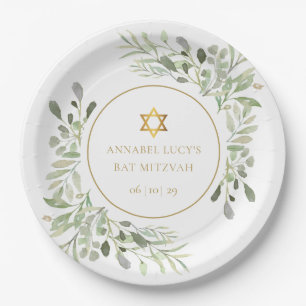 Assiettes En Carton Aquarelle Verdure Bat mitzvah, Bar Mitzvah