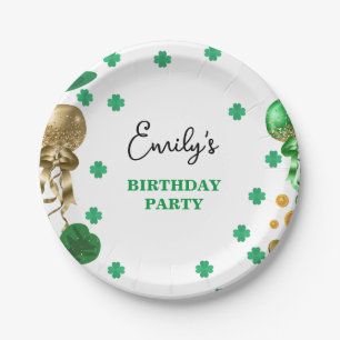 Assiettes En Carton Aquarelle Vert St Patrick's Day Anniversaire