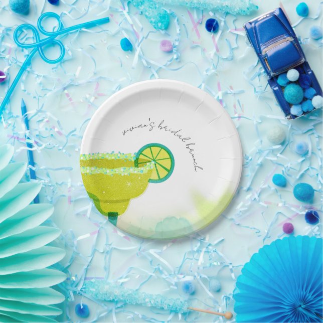 Assiettes En Carton Aquarelle verte Tacos & Fête des mariées Tequila (Fête)
