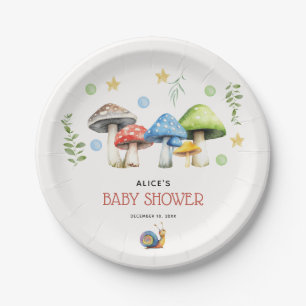 Assiettes En Carton Aquarelle Whimsical Baby shower de champignon