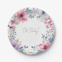 Aquarelle Whimsical Baby shower Floral Oh Baby