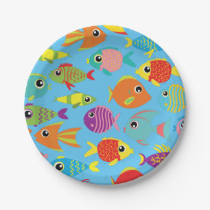 Assiettes En Carton Aquarium de poisson 1er Plaques d'anniversaire