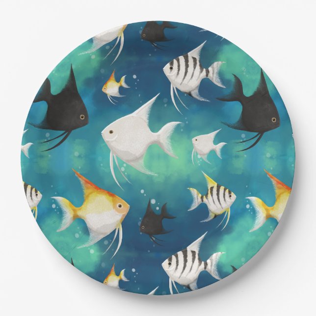 Assiettes En Carton Aquarium Motif (Devant)