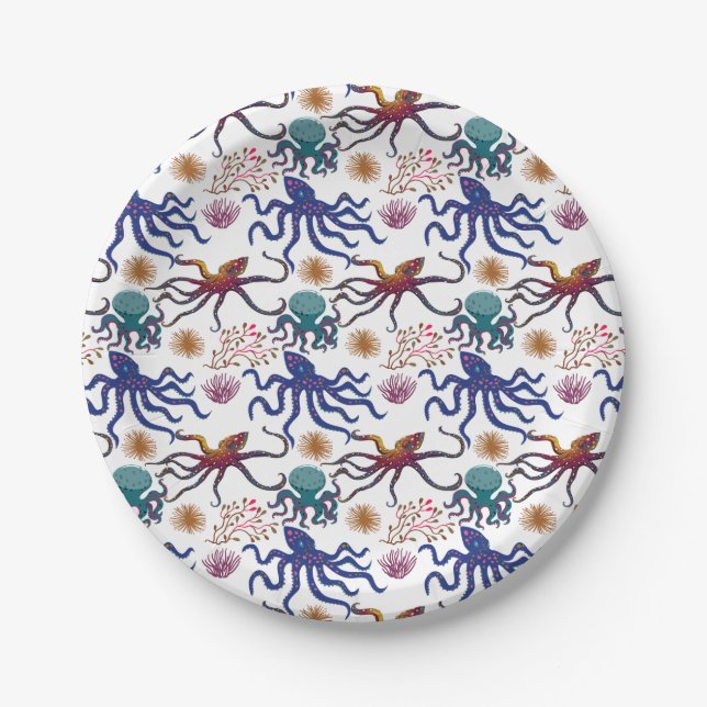 Assiettes En Carton Aquatic animals | ocean underwater life (Devant)